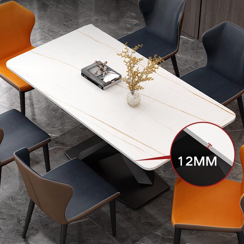 Industrial Sintered Stone Table for Restaurant Rectangle Kitchen Table with Black Pedestal Clearhalo 'Dining Tables & Seating' 'Dining Tables' 'dining_table' 'furn' 'furn_dining_table' 'Furniture' 'furniture_dining_table' 'Kitchen & Dining Furniture' 'kitchen' 'kitchen_dining_table' 1200x1200_1a6cb7bf-83a2-492b-8652-1d72f43fd20b
