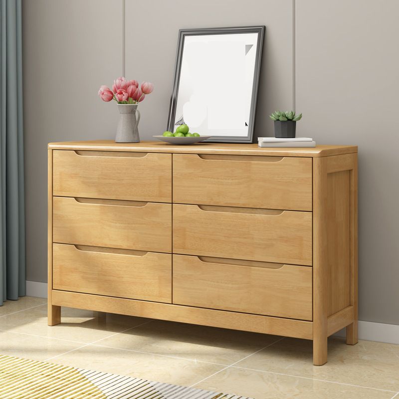 Modern rechthoekige kist uit het midden van de eeuw met laden en benen in massief hout