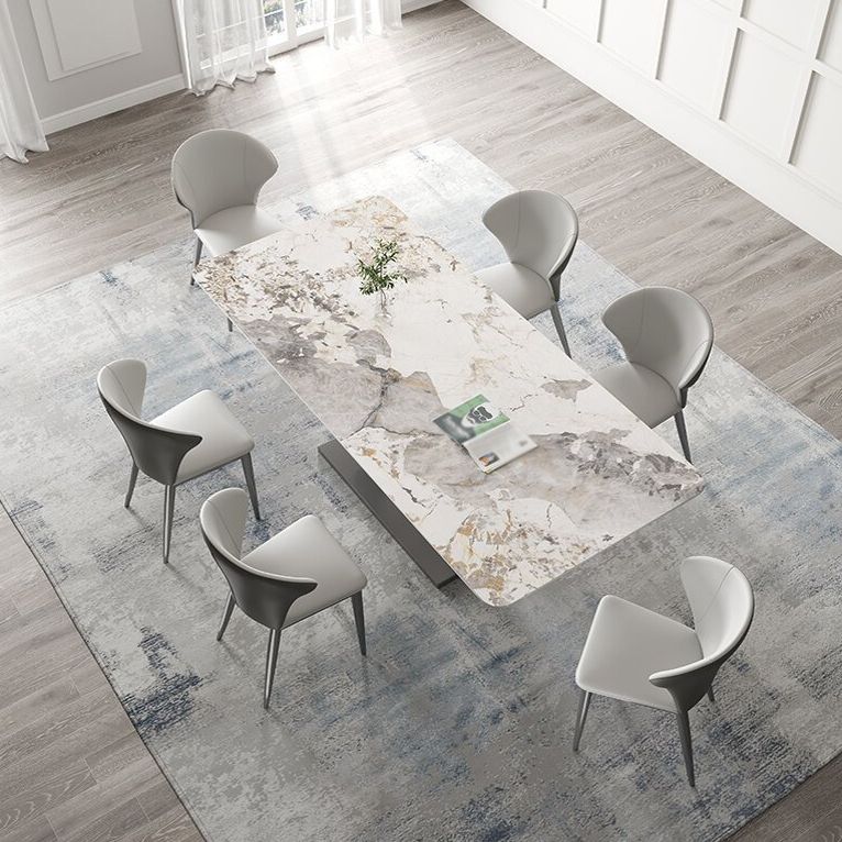 Designer Style Sintered Stone Top Dining Set 1/2/4/5/7 Pieces Dining Table with Chairs Clearhalo 'Dining Room Sets' 'Dining Tables & Seating' 'dining_room_set' 'furn' 'furn_dining_room_set' 'Furniture' 'furniture_dining_room_set' 'Kitchen & Dining Furniture' 1200x1200_1a6db78c-2f6a-4aaa-b1de-d9af276338f9