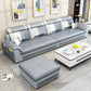 Pillow Top Arm Sofa 31.49" High Faux Leather/Linen Sofa Ottoman Included