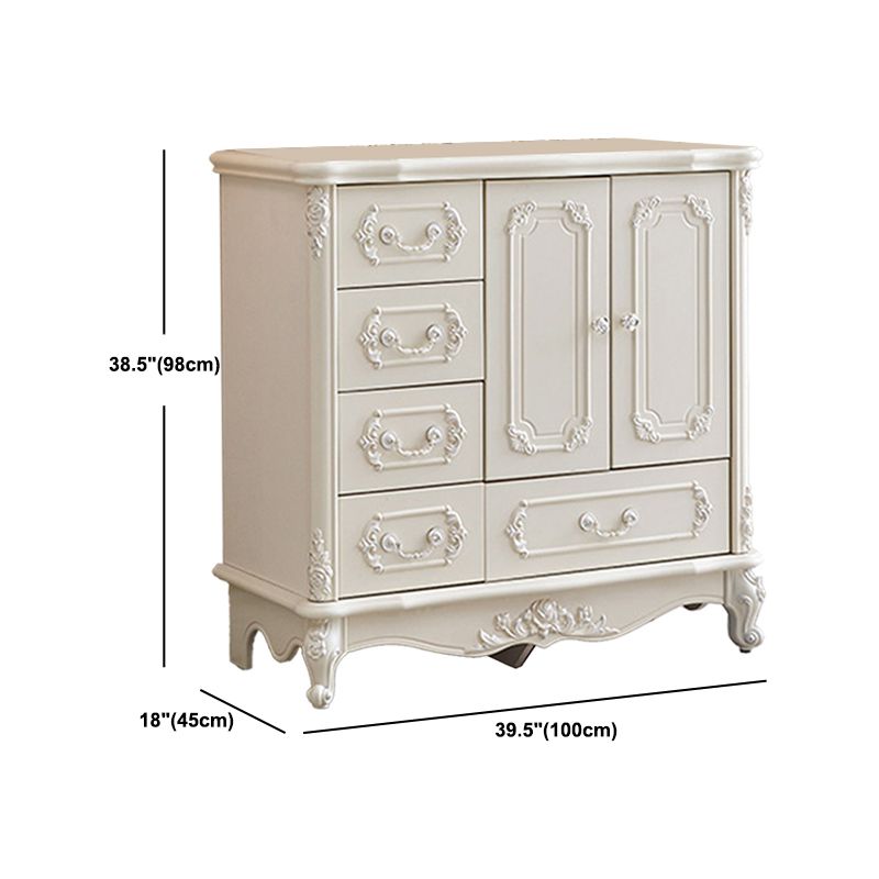 38.58"/49.21" Tall White Wooden Cabinet, Rectangle Accent Cabinet with Drawers Clearhalo 'Cabinets & Chests' 'cabinets_chests' 'furn' 'furn_cabinets_chests' 'Furniture' 'Living Room Furniture' 1200x1200_1a6f439d-1ea3-4323-9caf-2a56b52ce9e5