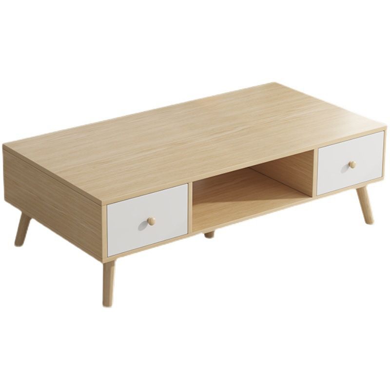 16.5"H Modern 4 Legs Wooden Base Rectangular Top Coffee Table with Storage