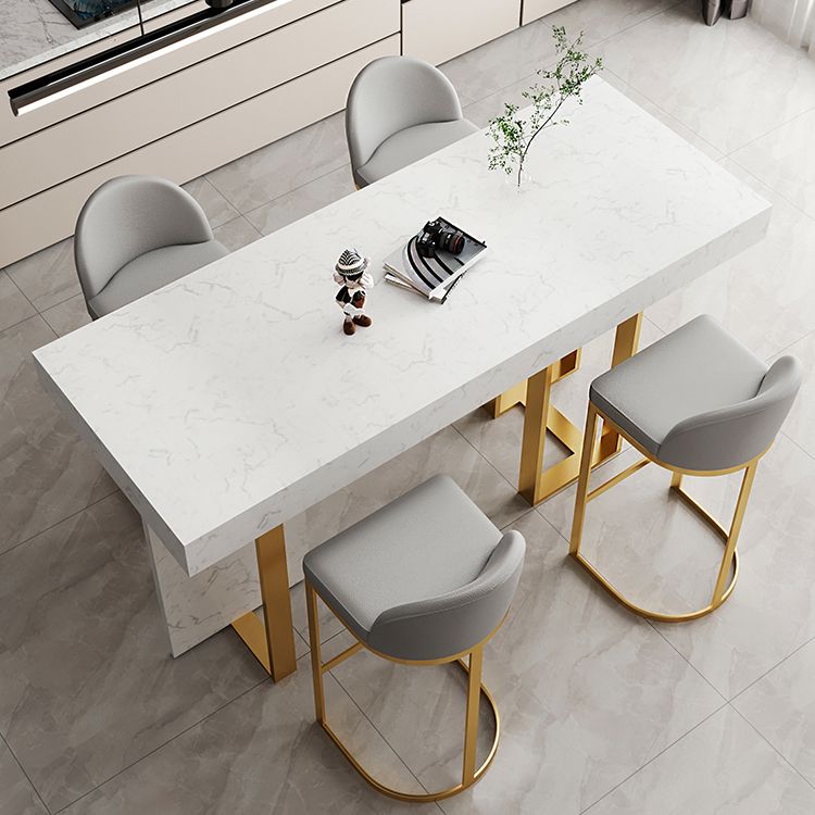 Glam Iron Bar Dining Table with White Stone Top Rectangle Indoor Bistro Table Clearhalo 'Bar Furniture' 'Bar Tables' 'bar_tables' 'furn' 'furn_bar_tables' 'Furniture' 'furniture_bar_tables' 'Kitchen & Dining Furniture' 1200x1200_1a72744e-3000-4401-8fb3-7b0f24417cec