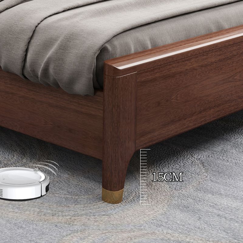 Lit en panneau en bois de pin de caoutchouc Mid-Century Modern Espresso Espresso lit standard avec tête de lit