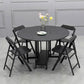 Foldable Wooden Top Table Extendable Round Table in Black (only table) Clearhalo ' dining_table' 'Dining Tables & Seating' 'Dining Tables' 'Furniture' 'furniture_dining_table' 'Kitchen & Dining Furniture' 'kitchen&dining_furn' 'kitchen' 'kitchen_dining_table' 1200x1200_1a74c082-75bd-48e4-9eaa-3c4340364e4d