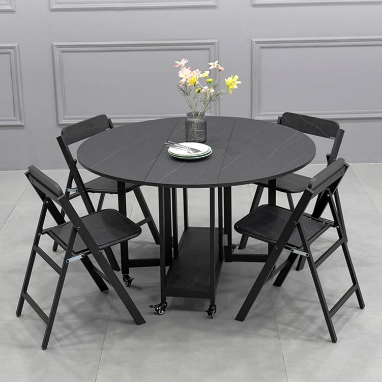 Foldable Wooden Top Table Extendable Round Table in Black (only table) Clearhalo ' dining_table' 'Dining Tables & Seating' 'Dining Tables' 'Furniture' 'furniture_dining_table' 'Kitchen & Dining Furniture' 'kitchen&dining_furn' 'kitchen' 'kitchen_dining_table' 1200x1200_1a74c082-75bd-48e4-9eaa-3c4340364e4d