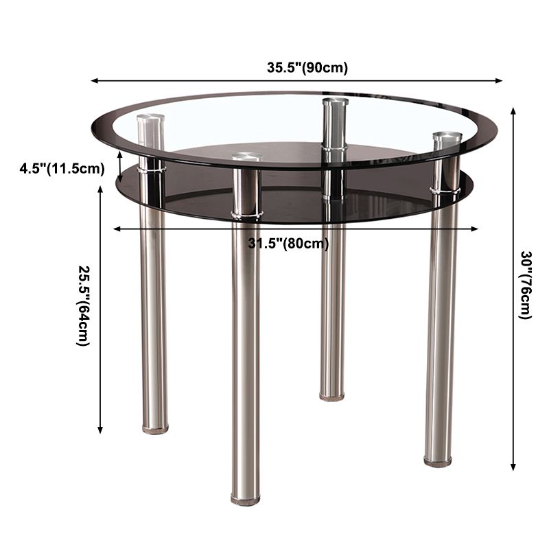 Contemporary 35.4" Round Dining Table Clear Tempered Glass Table with 4 Legs Clearhalo ' dining_table' 'Dining Tables & Seating' 'Dining Tables' 'furn' 'furn_dining_table' 'Furniture' 'furniture_dining_table' 'Kitchen & Dining Furniture' 'kitchen&dining_furn' 'kitchen' 'kitchen_dining_table' 1200x1200_1a75284b-e614-49c3-b009-9f0f8ebd780f