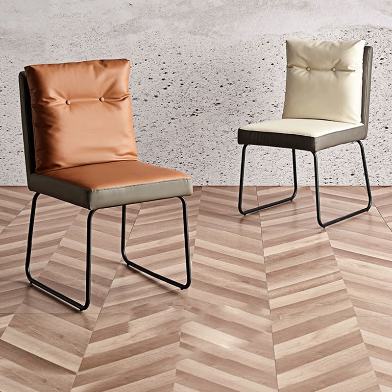 Mid-Century Modern Sled Side Chair Cushion Back Armless Side Chair