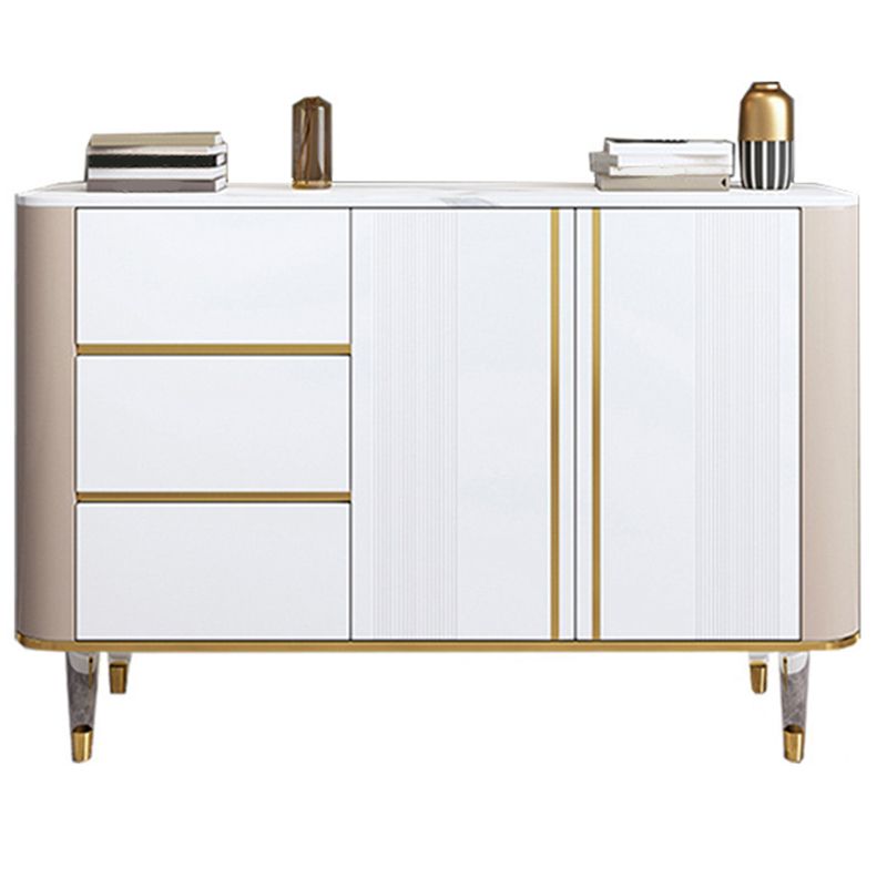 Glam Sideboard Buffet 3 Drawers and 2 Doors Adjustable Shelving Buffet Sideboard Clearhalo 'buffet_sideboard' 'Buffets & Sideboards' 'furn' 'furn_buffet_sideboard' 'Furniture' 'Kitchen & Dining Furniture' 1200x1200_1a786dc5-b2bb-4c6a-8c9c-d860a1818020