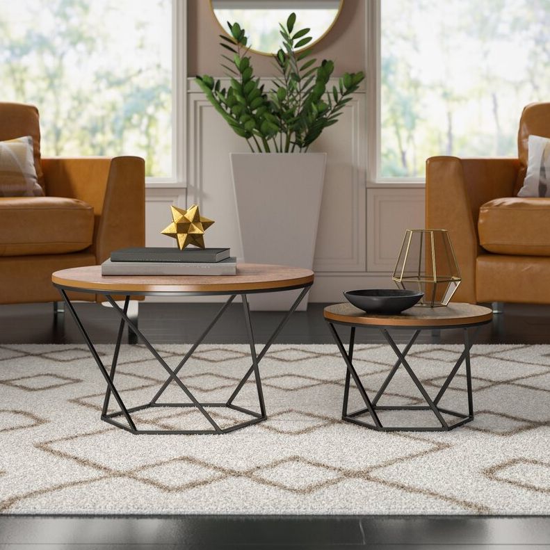 Modern Round Wood Frame Coffee Table Brown Finish Cocktail Table Clearhalo 'Coffee & Accent Tables' 'Coffee Tables' 'coffee_tables' 'furn' 'furn_coffee_tables' 'Furniture' 'Living Room Furniture' 1200x1200_1a7a34bf-6052-448f-bf57-8d02ae3a477e