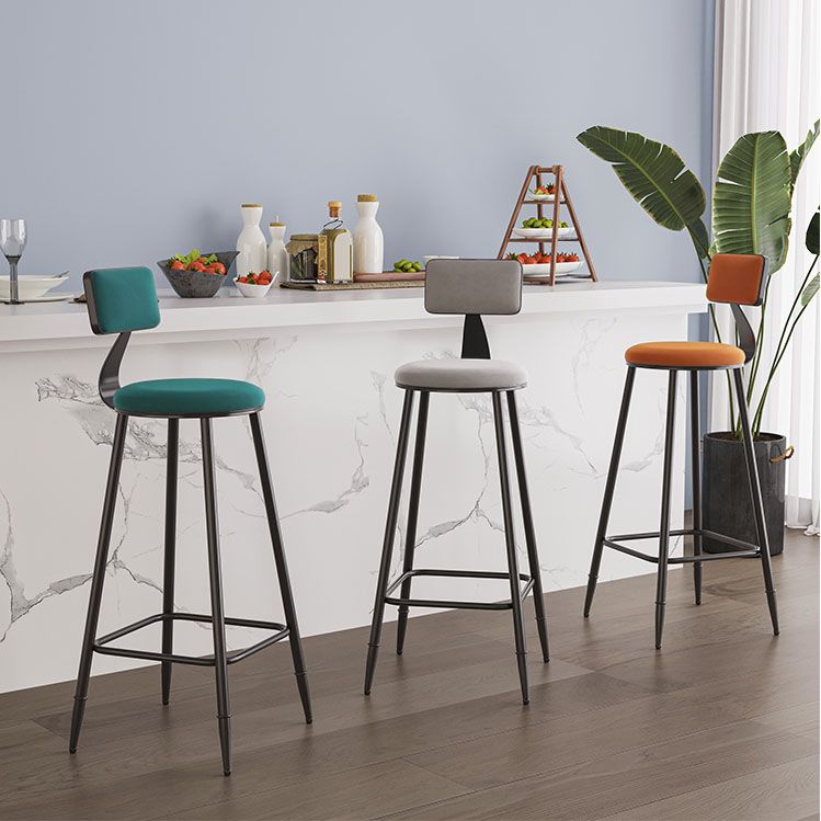 Scandinavian Metal Barstool Velvet Stool in Matte Finish for Indoor