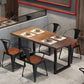 Mesa de comedor de madera maciza marrón mesa de comedor industrial con marco negro