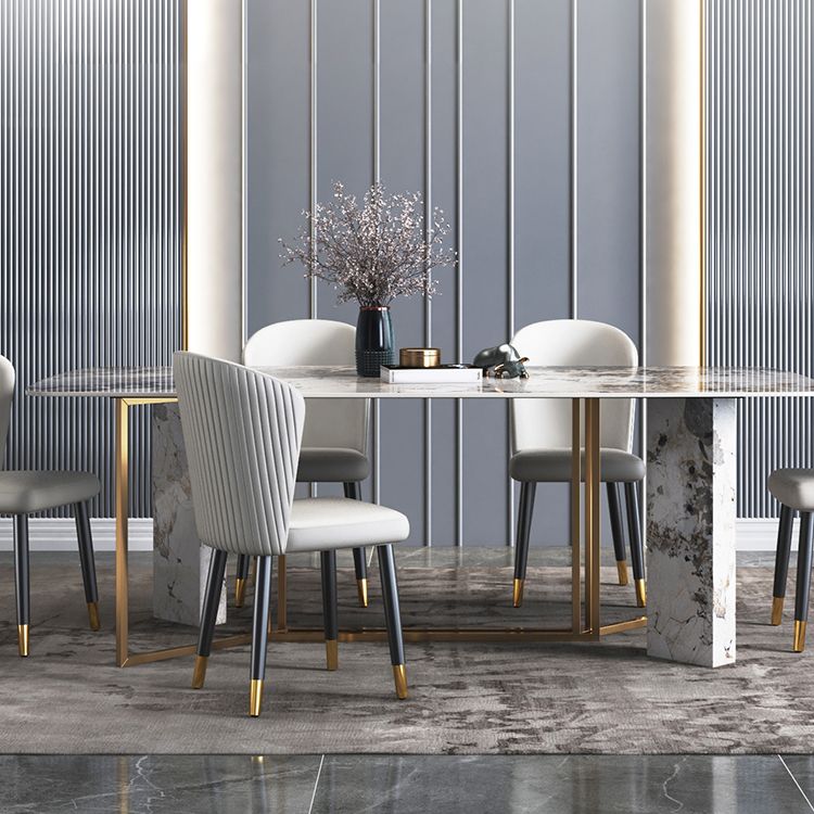 Traditional Luxury Dining Table Rectangle Sintered Stone Dining Table with Gold Frame for Home Clearhalo ' dining_table' 'Dining Tables & Seating' 'Dining Tables' 'furn' 'furn_dining_table' 'Furniture' 'furniture_dining_table' 'Kitchen & Dining Furniture' 'kitchen&dining_furn' 'kitchen' 'kitchen_dining_table' 1200x1200_1a7f5f32-0d92-4521-81c5-575411fce6d0