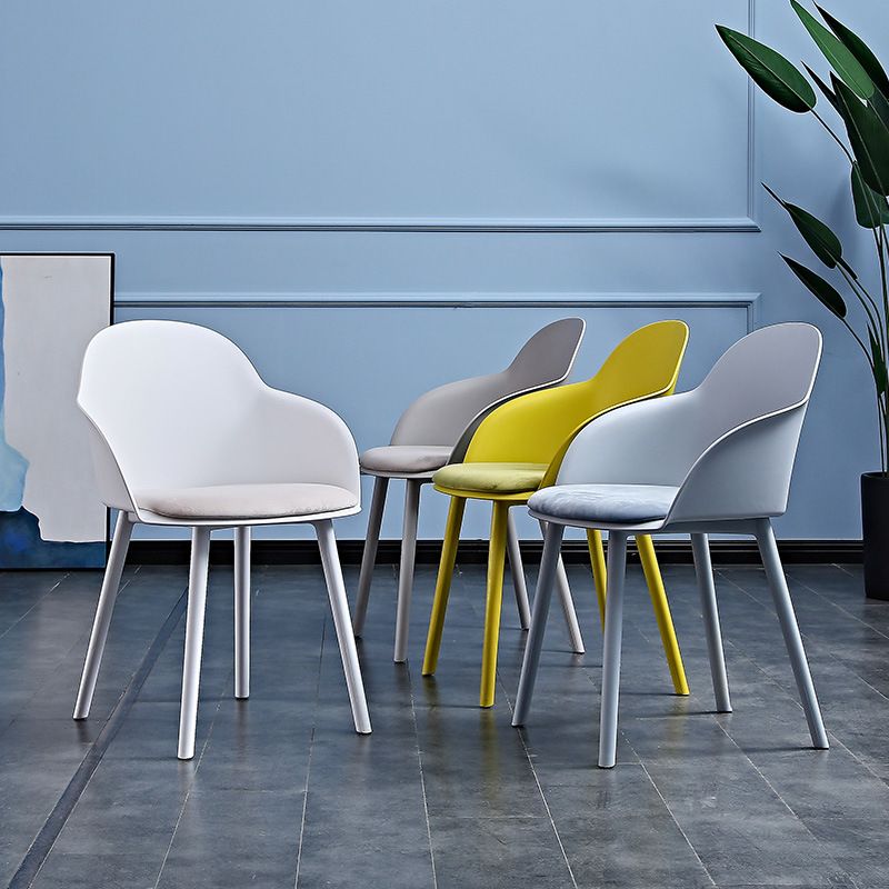 Contemporary Plastic Restaurant Arm Chair Matte Finish Solid Back Dining Chair (Set of 4) Clearhalo ' kitchen&dining_furn' 'Dining Chairs' 'Dining Tables & Seating' 'dining_chair' 'Furniture' 'furniture_dining_chair' 'Kitchen & Dining Furniture' 'kitchen' 1200x1200_1a7fa2d7-543f-4869-9fdf-dc2bbd51e988