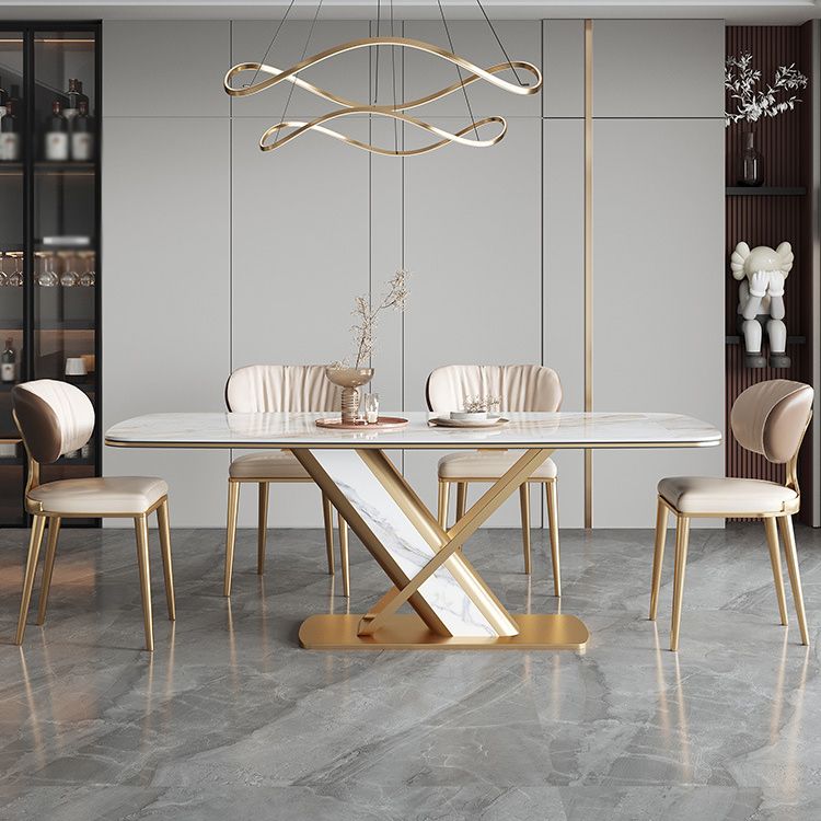 Luxury Sintered Stone Top Dining Set Rectangle 1/2/5/6/7 Pieces Kitchen Table with Chairs Clearhalo 'Dining Room Sets' 'Dining Tables & Seating' 'dining_room_set' 'furn' 'furn_dining_room_set' 'Furniture' 'furniture_dining_room_set' 'Kitchen & Dining Furniture' 1200x1200_1a8208ec-70c2-475a-bf41-c940d537ca90