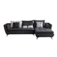 66" Wide Modern Sectional Sofa Square Arm Grey Tufted Sectional