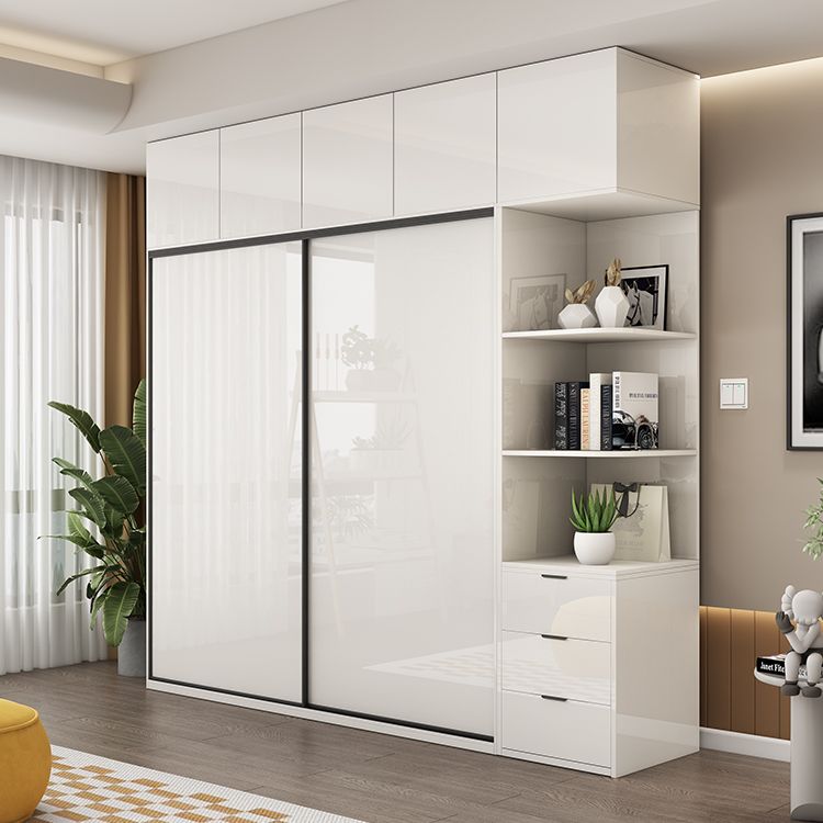 White Colour Wooden Wardrobe Cloth Rod Included Wardrobe Closet with Shelves Clearhalo 'Armoires & Wardrobes' 'armoires_wardrobes' 'Bedroom Furniture' 'furn' 'furn_armoires_wardrobes' 'Furniture' 1200x1200_1a82db1a-574f-4ef7-aff5-916bc8311f20