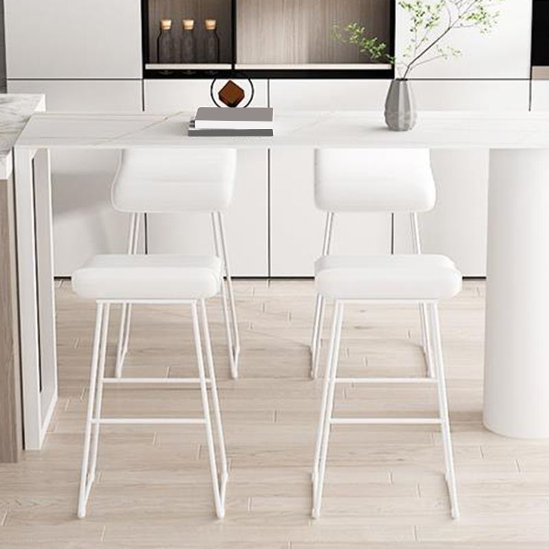 Faux Leather Armless Dining Stools Contemporary Bar Stools with Metal Base Clearhalo 'Bar Furniture' 'Bar Stools' 'bar_stools' 'furn' 'furn_bar_stools' 'Furniture' 'Kitchen & Dining Furniture' 1200x1200_1a83b4d2-77c5-487f-8927-e555ee841e40