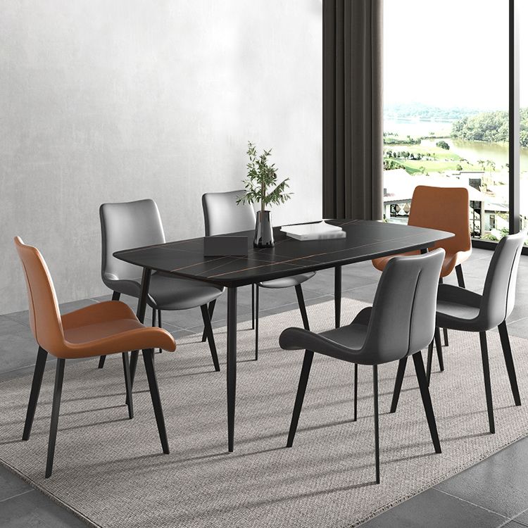 Rectangle Industrial Dining Room Table Sintered Stone Table with 4 Black Metal Legs Clearhalo ' dining_table' 'Dining Tables & Seating' 'Dining Tables' 'furn' 'furn_dining_table' 'Furniture' 'furniture_dining_table' 'Kitchen & Dining Furniture' 'kitchen&dining_furn' 'kitchen' 'kitchen_dining_table' 1200x1200_1a8407c9-55cc-42a6-9b4a-719f89586b97