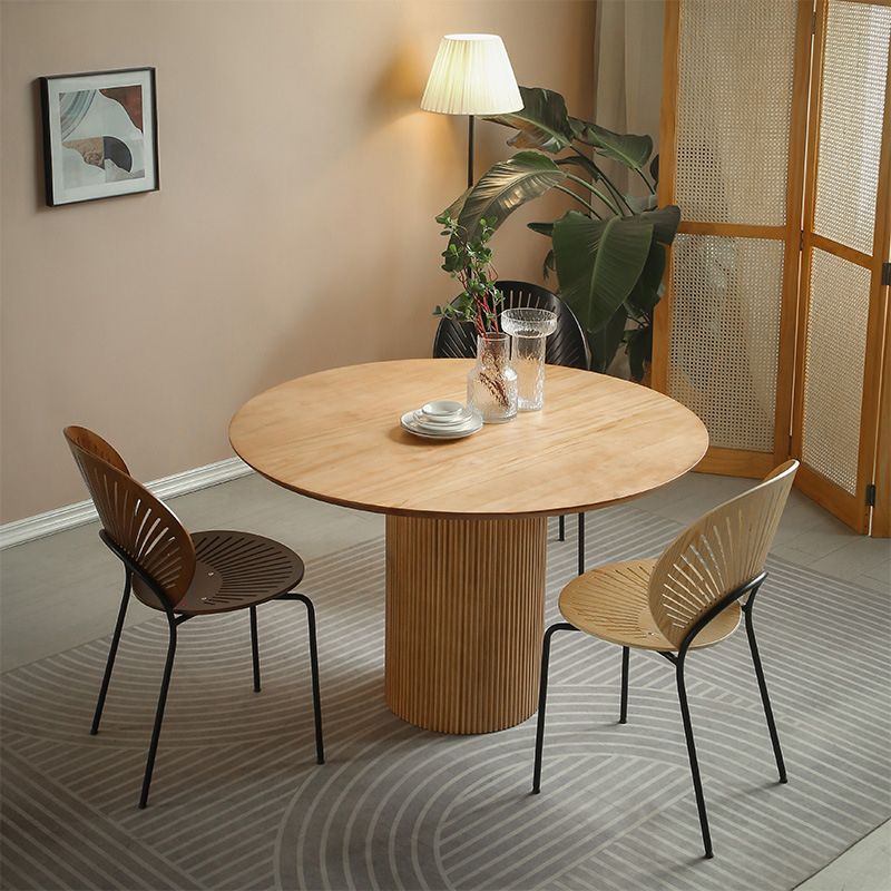 Mesa de comedor contemporánea de madera maciza, mesa de comedor redonda para comedor