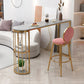 Glam Gold Iron Bar Table Faux Marble Gray Specialty Top 41.3"H Bistro Table with Storage Clearhalo 'Bar Furniture' 'Bar Tables' 'bar_tables' 'furn' 'furn_bar_tables' 'Furniture' 'furniture_bar_tables' 'Kitchen & Dining Furniture' 'kitchen&dining_furn' 'kitchen' 1200x1200_1a8712a3-c4b3-4a62-a401-16124f0903d0
