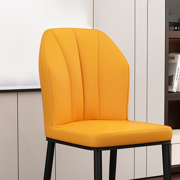 Modern Kitchen Leather Dining Chair 36"H Parsons Chair with Metal Legs Clearhalo ' kitchen&dining_furn' 'Dining Chairs' 'Dining Tables & Seating' 'dining_chair' 'furn' 'furn_dining_chair' 'Furniture' 'furniture_dining_chair' 'Kitchen & Dining Furniture' 'kitchen' 1200x1200_1a881df1-9db7-43f4-b9a6-df54964b4192