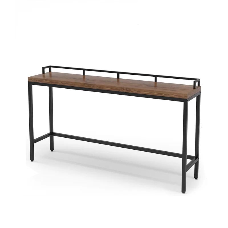 Modern 41.3"H Bar Table Black Iron Solid Wood Pub Table for Living Room Clearhalo 'Bar Furniture' 'Bar Tables' 'bar_tables' 'furn' 'furn_bar_tables' 'Furniture' 'Kitchen & Dining Furniture' 1200x1200_1a88f5cb-9e26-44dd-8e21-4fa2d55261b5