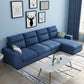 Square Arm 4-Seater Sofa & Chaise 106.3" W Linen/Faux Leather Cushions Sofa