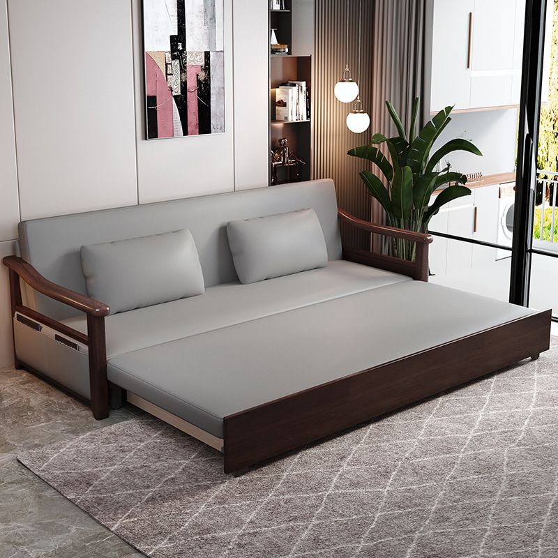 Faux leather Sofa Bed 31.49" Wide Solid Wood Contemporary Sleeper Sofa Clearhalo 'furn' 'furn_futons' 'Furniture' 'Futons & Daybeds' 'Futons' 'Living Room Furniture' 1200x1200_1a8a71d6-03d4-42fd-aada-9bdf519c84e8