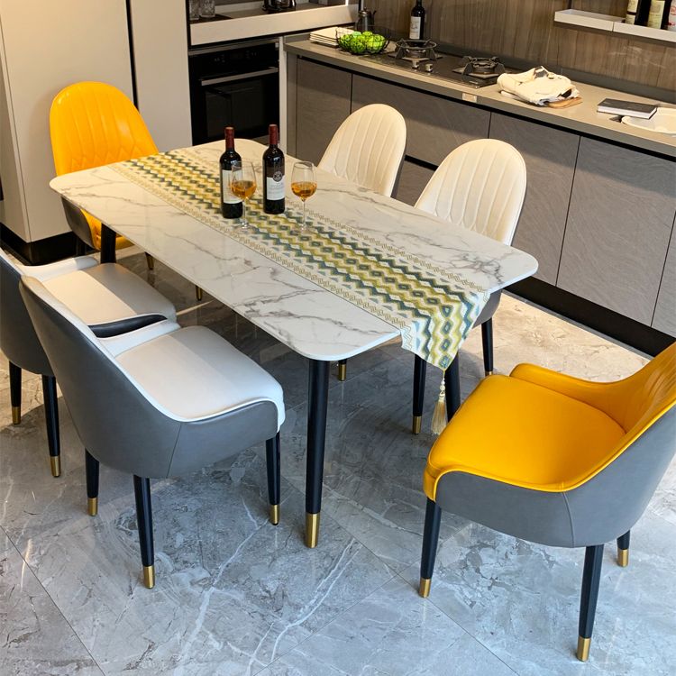 Luxury Rectangle Fixed Dining Table Sintered Stone Kitchen Table