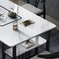 Leisteen en metalen tafel Moderne minimalistische rechthoekige eettafel met opbergruimte