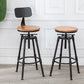 Industrial Metal Barstool Footrest Wood Counter Stool in Matte Finish