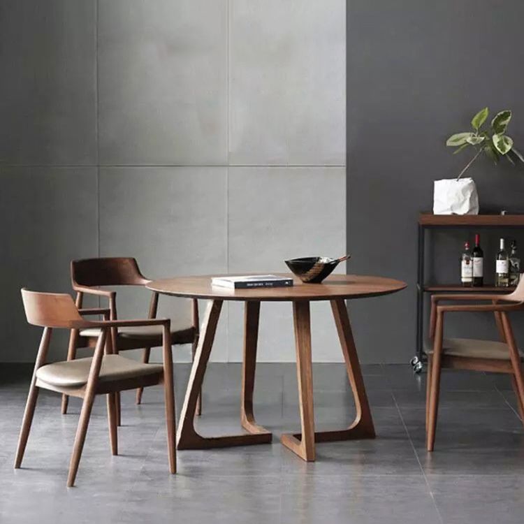 Round Contemporary Fixed Solid Wood Dining Room Table with Solid Wood Legs Kitchen Dining Set Clearhalo 'Dining Room Sets' 'Dining Tables & Seating' 'dining_room_set' 'furn' 'furn_dining_room_set' 'Furniture' 'furniture_dining_room_set' 'Kitchen & Dining Furniture' 'kitchen&dining_furn' 'kitchen' 1200x1200_1a8d3369-b59c-4c68-a217-43aa82110349