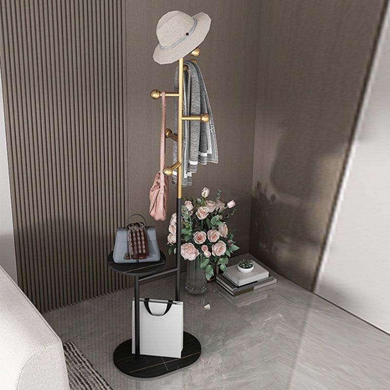 Contemporary Hall Tree Free Metal Coat Hooks Coat Rack with Storage Shelving Clearhalo 'Entry & Mudroom Furniture' 'furn' 'furn_hall_tree_coat_racks' 'Furniture' 'Hall Trees & Coat Racks' 'hall_tree_coat_racks' 1200x1200_1a8e26ed-da60-4baa-beb3-83647566a340