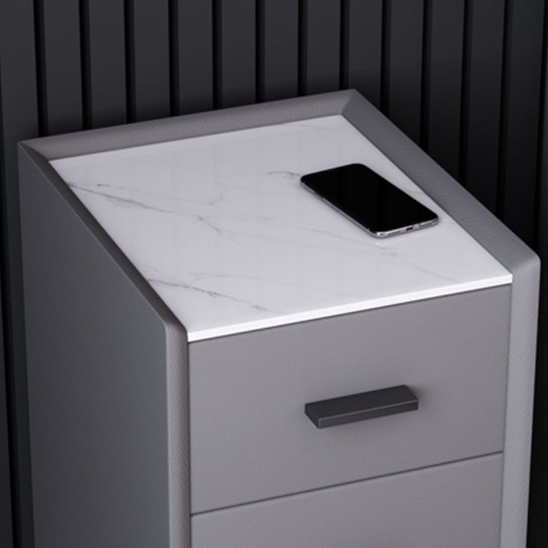 Table de nuit en pierre moderne 3 - Tablette de tiroir avec des jambes noires