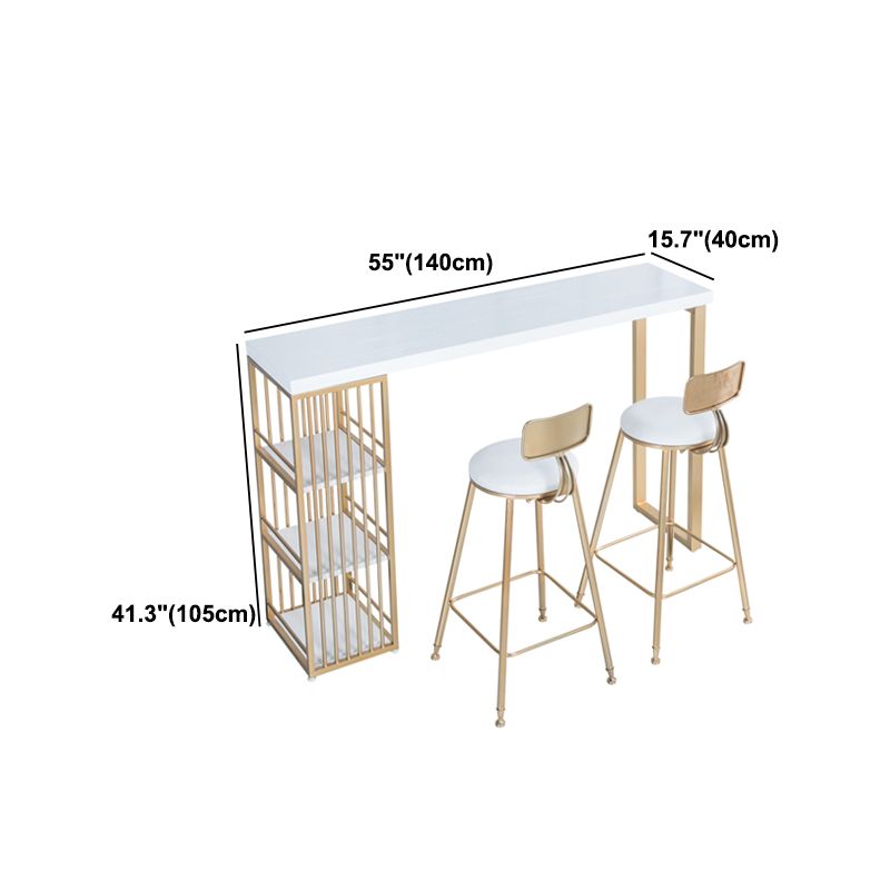 Glam White Marble Table with Rectangle Table Top Double Pedestal Table - 41.3" H Clearhalo 'Bar Furniture' 'Bar Tables' 'bar_tables' 'furn' 'furn_bar_tables' 'Furniture' 'furniture_bar_tables' 'Kitchen & Dining Furniture' 1200x1200_1a8eb3c6-61c6-41bd-8060-d41a6e8f7ca8