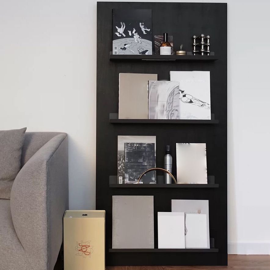 Industrial Standard Closed Back Bookcase Metal Black Bookshelf with Shelves