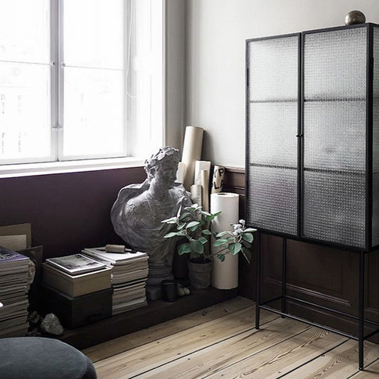 Tavolo da tabellone in altezza in metallo da 62 '' vetro a due porte server buffet per soggiorno