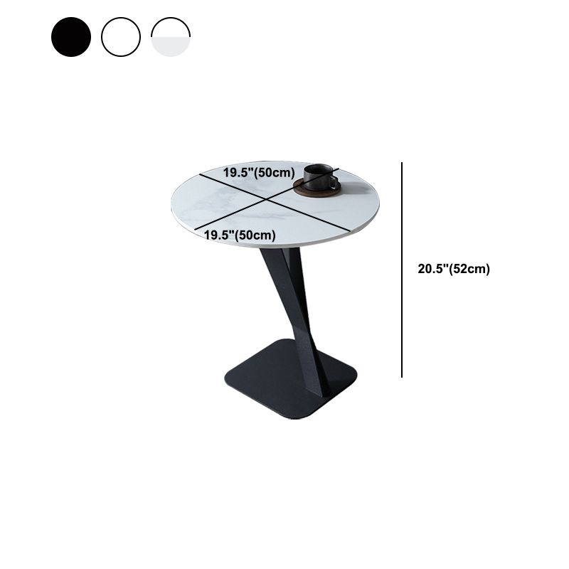 20.47" Tall Contemporary Style Side End Table Metal Pedestal Round Sofa Side Accent Table