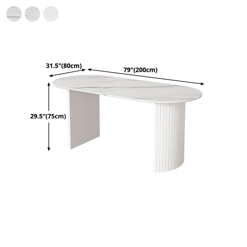 Contemporary Style Stone Dining Table Double Pedestal Table for Dining Room Clearhalo ' dining_table' 'Dining Tables & Seating' 'Dining Tables' 'furn' 'furn_dining_table' 'Furniture' 'furniture_dining_table' 'Kitchen & Dining Furniture' 'kitchen&dining_furn' 'kitchen' 'kitchen_dining_table' 1200x1200_1a967f86-4e0c-4ee2-8a90-1812779c27c8