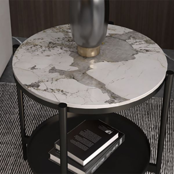 Modernistic 4 gambe rotonde a doppio livello di soggiorno tavolino