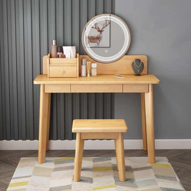 51.1" Height Wood Makeup Vanity Set with Drawers and Mirror for Bedroom