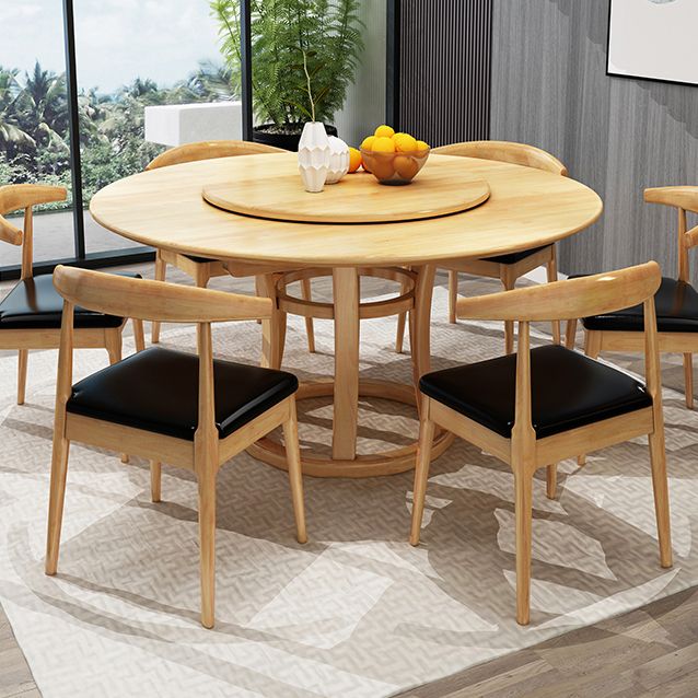 Table ronde moderne en bois massif, avec plateau tournant, pour la maison