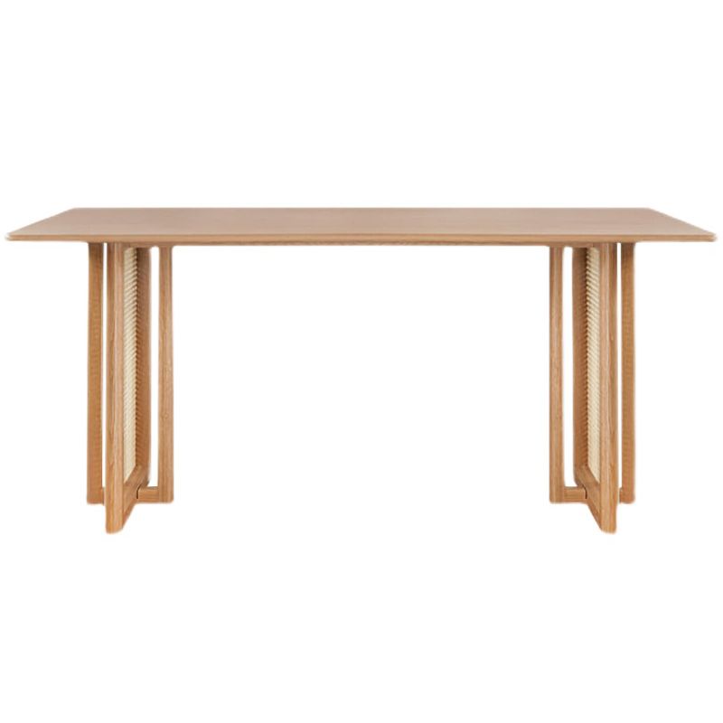 Modern Oak Table for Restaurant Rectangle Dining Table with Double Pedestal Clearhalo 'Dining Tables & Seating' 'Dining Tables' 'dining_table' 'furn' 'furn_dining_table' 'Furniture' 'furniture_dining_table' 'Kitchen & Dining Furniture' 'kitchen' 'kitchen_dining_table' 1200x1200_1a9c2763-8abf-4da5-9a4c-d0200753c6e1