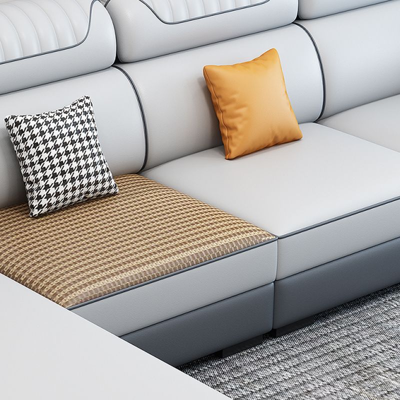 Contemporary Faux Leather Loose Back Sofa with Pillow Top Arm