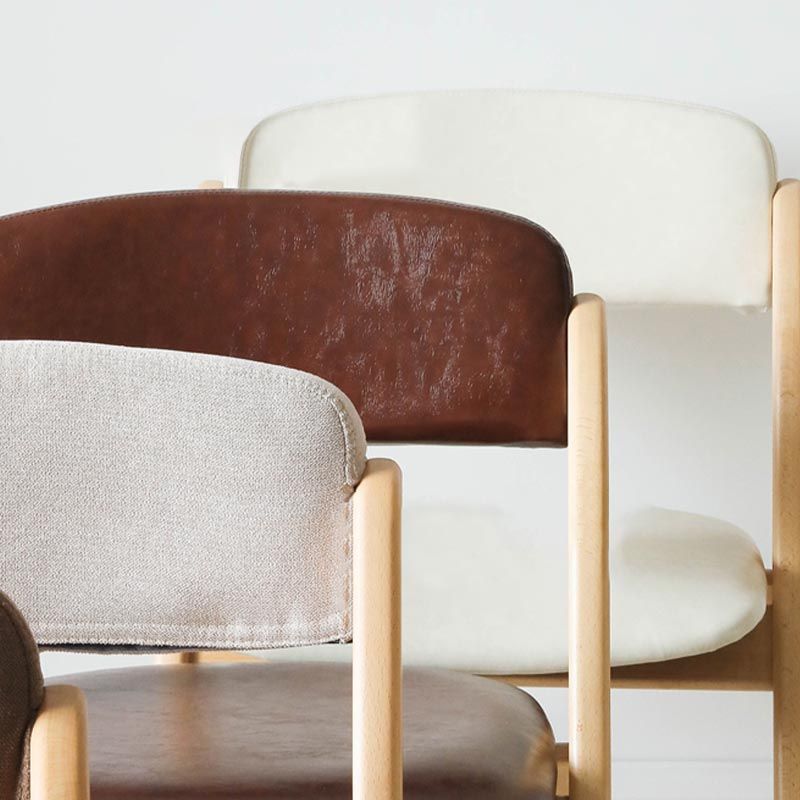 Contemporary Wood Dining Chairs Open Back Dining Side Furniture in Matte Finish for Home