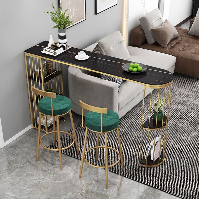 Glam Style Bar Table Stone Pub Table with Iron Shelf for Dining Room, Only Table Clearhalo 'Bar Furniture' 'Bar Tables' 'bar_tables' 'Furniture' 'furniture_bar_tables' 'Kitchen & Dining Furniture' 1200x1200_1aa14b94-f728-4de4-9121-16f3911d89fe