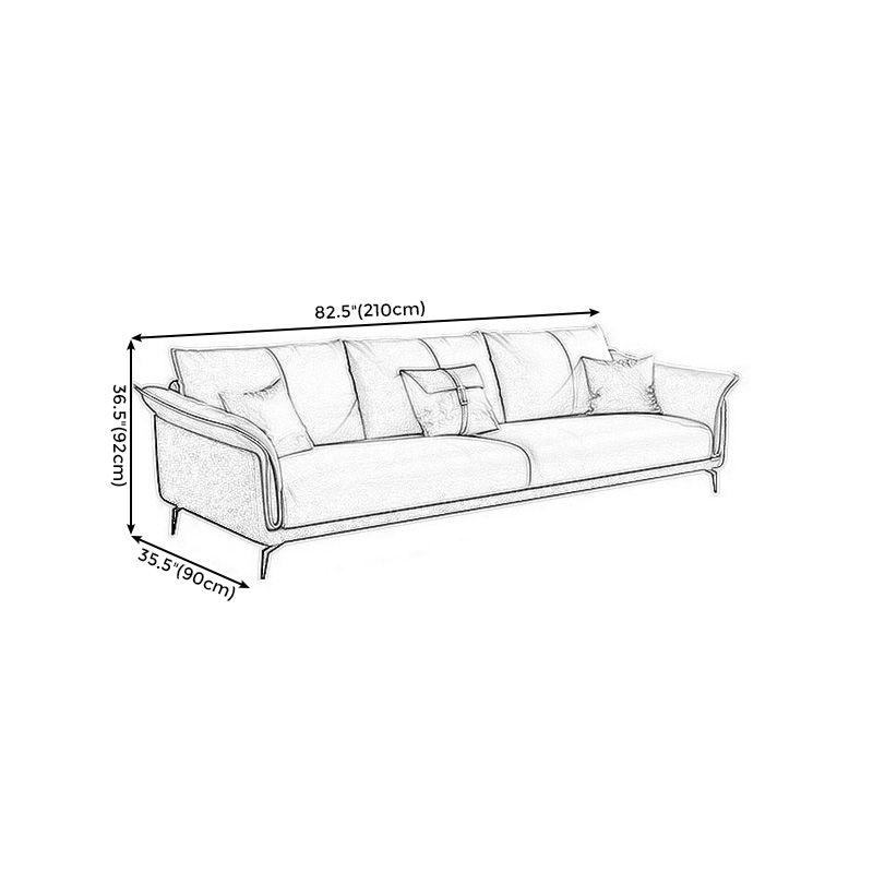 Light-grey Faux Leather Pillow Top Arm Sofa/Sectional with Stain-Resistant Clearhalo 'furn' 'furn_sectionals' 'Furniture' 'furniture_sectionals' 'Living Room Furniture' 'Sectionals' 1200x1200_1aa70e64-bd36-4655-b8e8-94ffe0d90e95