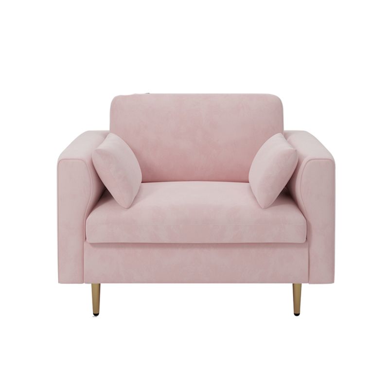 Contemporary Cushions Standard Sofa Velvet Tuxedo Arm Sofa with Pillows