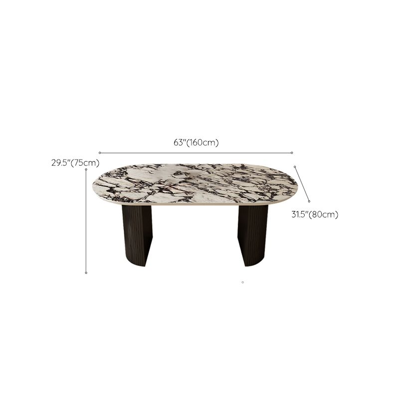 Oval Industrial Dinner Room Kitchen Table Double Pedestal Dining Table Clearhalo 'Dining Tables & Seating' 'Dining Tables' 'dining_table' 'furn' 'furn_dining_table' 'Furniture' 'Kitchen & Dining Furniture' 1200x1200_1aa828fb-9692-4e79-931f-828e5d6ee52f